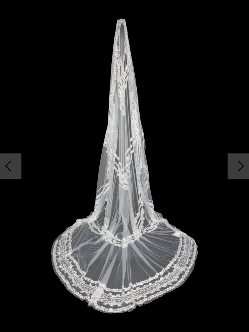 Elegant White Lace Bridal Veil with Scalloped Edge